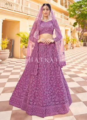 Lavender Sequence Embroidery Wedding Lehenga Choli