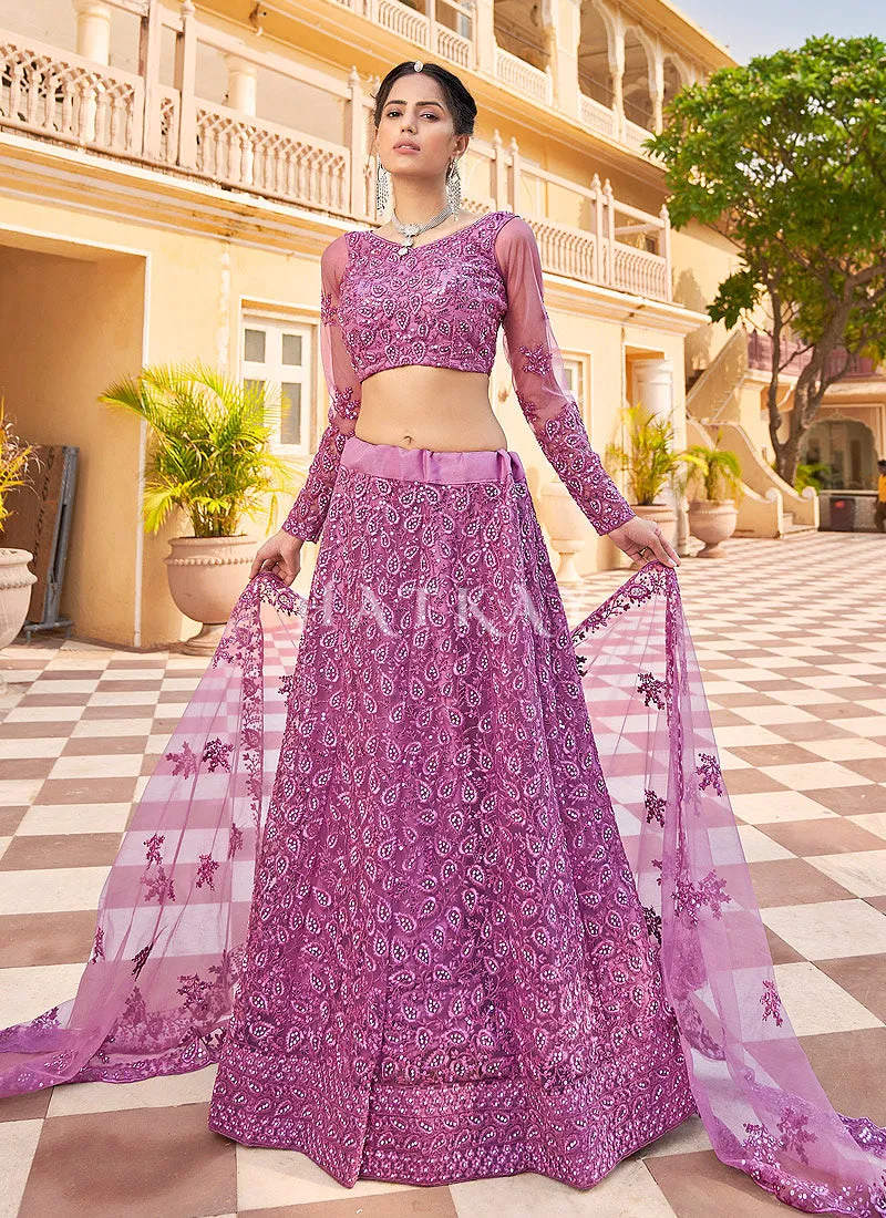 Lavender Sequence Embroidery Wedding Lehenga Choli