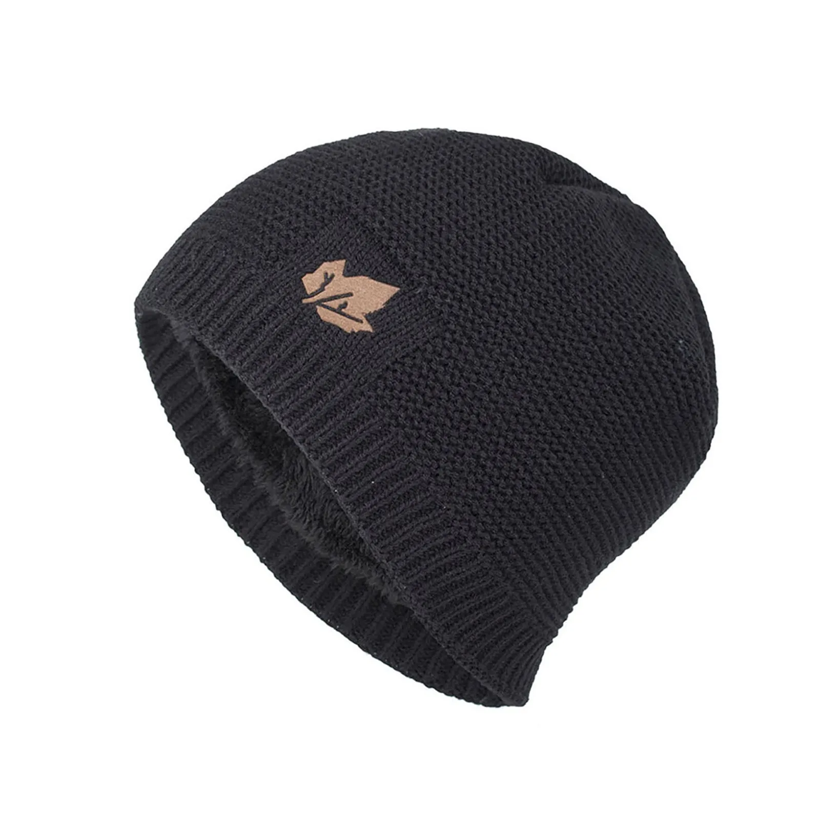 LEAVE GRAPHIC  FLEECE KNITTED BEANIE HAT