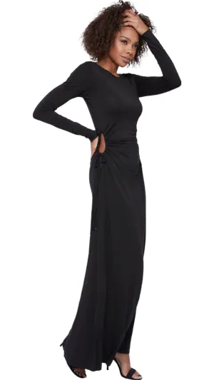 Long sleeve Adjustable Side Circle Cutout Maxi Dress