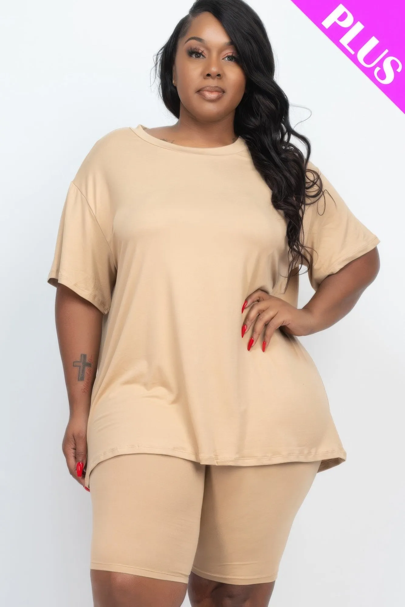 Loose Fit Top & Biker Shorts Set