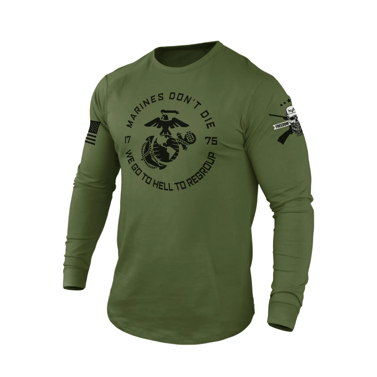 MARINES DON'T DIE 100% COTTON GRAPHIC LONG SLEEVE T-SHIRT
