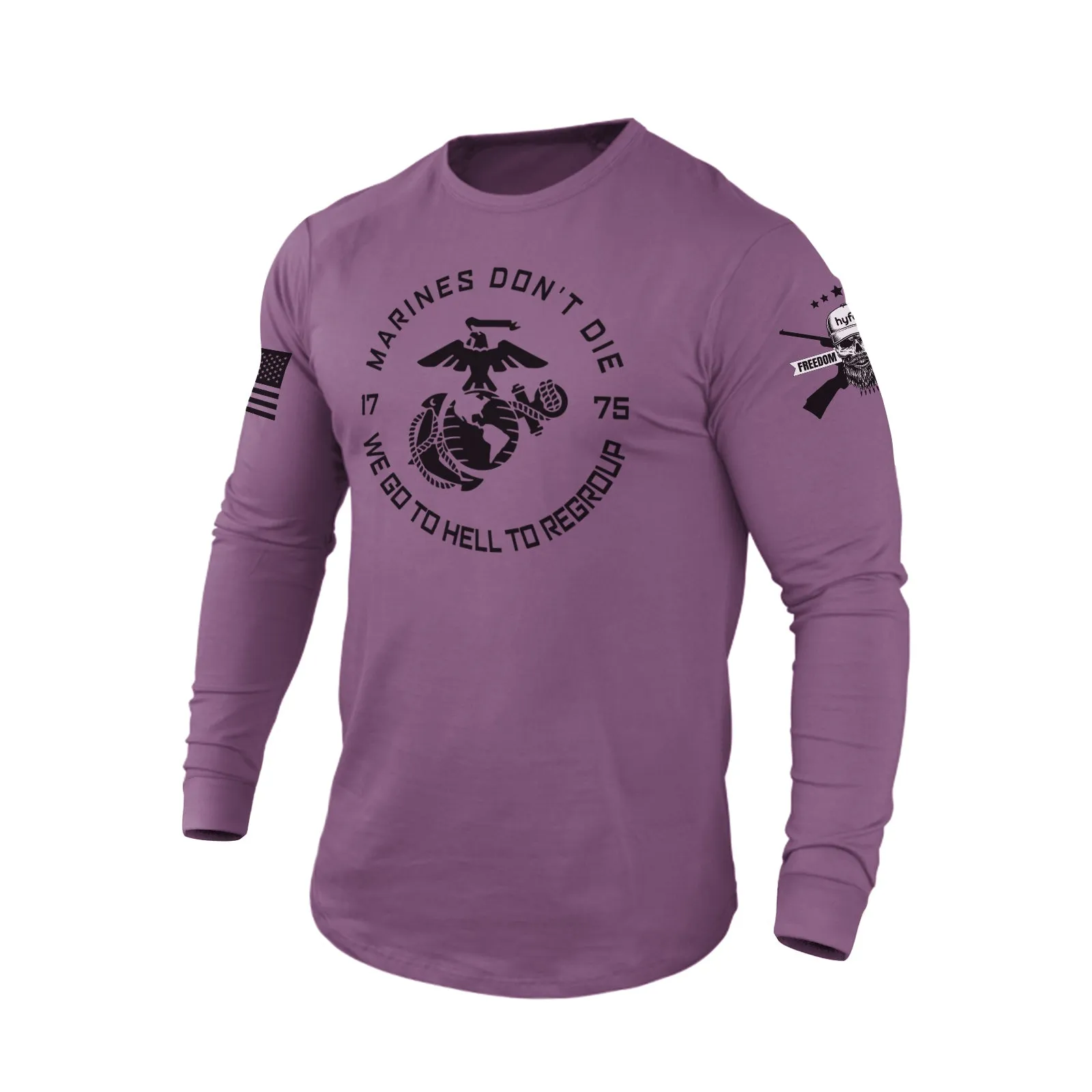 MARINES DON'T DIE 100% COTTON GRAPHIC LONG SLEEVE T-SHIRT
