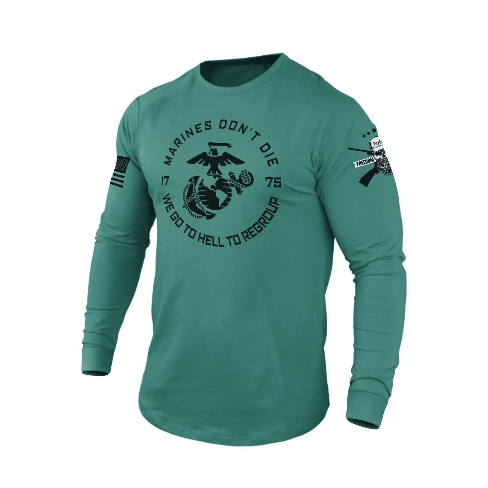 MARINES DON'T DIE 100% COTTON GRAPHIC LONG SLEEVE T-SHIRT