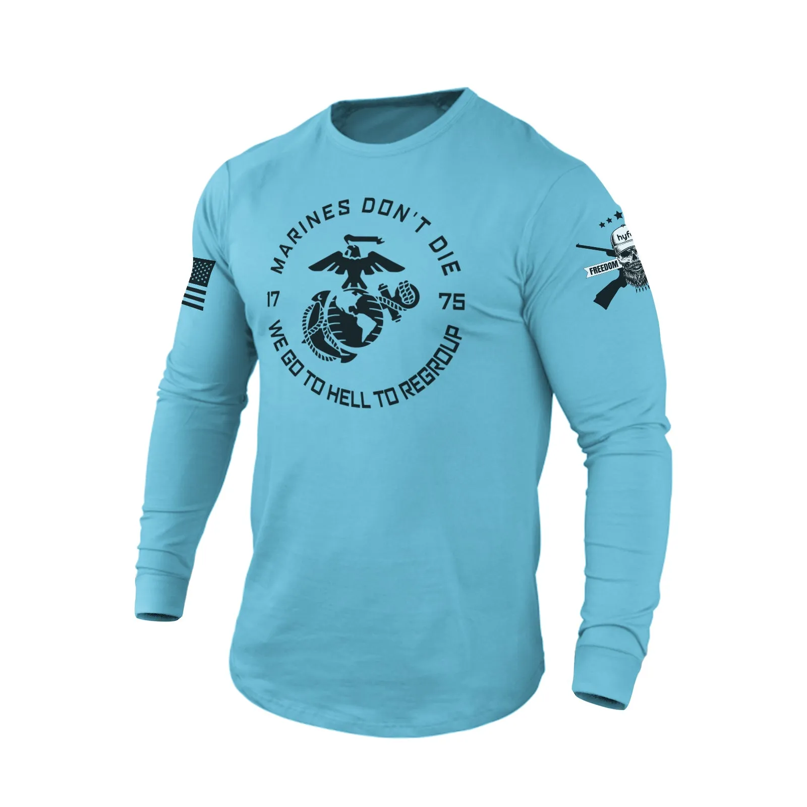 MARINES DON'T DIE 100% COTTON GRAPHIC LONG SLEEVE T-SHIRT