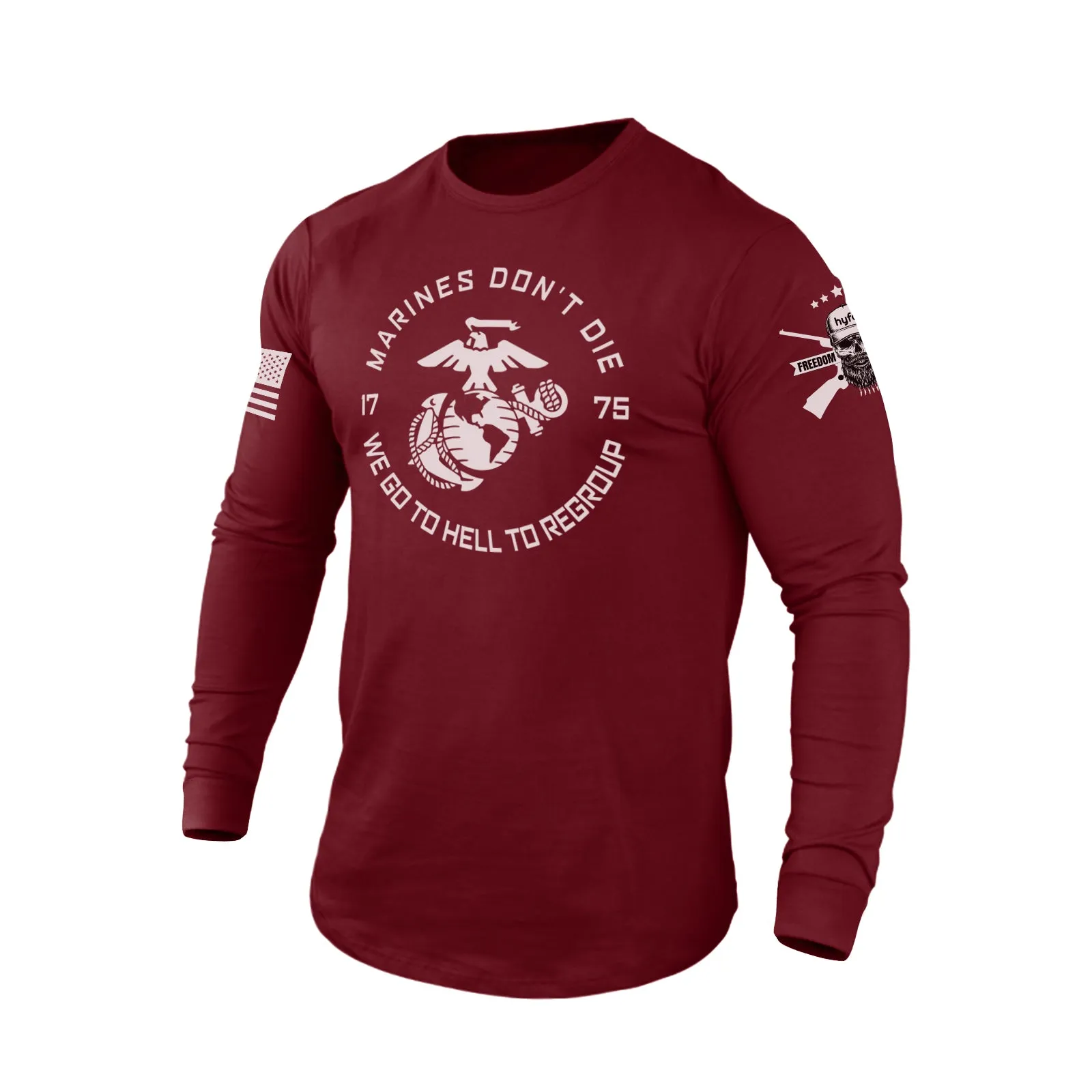 MARINES DON'T DIE 100% COTTON GRAPHIC LONG SLEEVE T-SHIRT