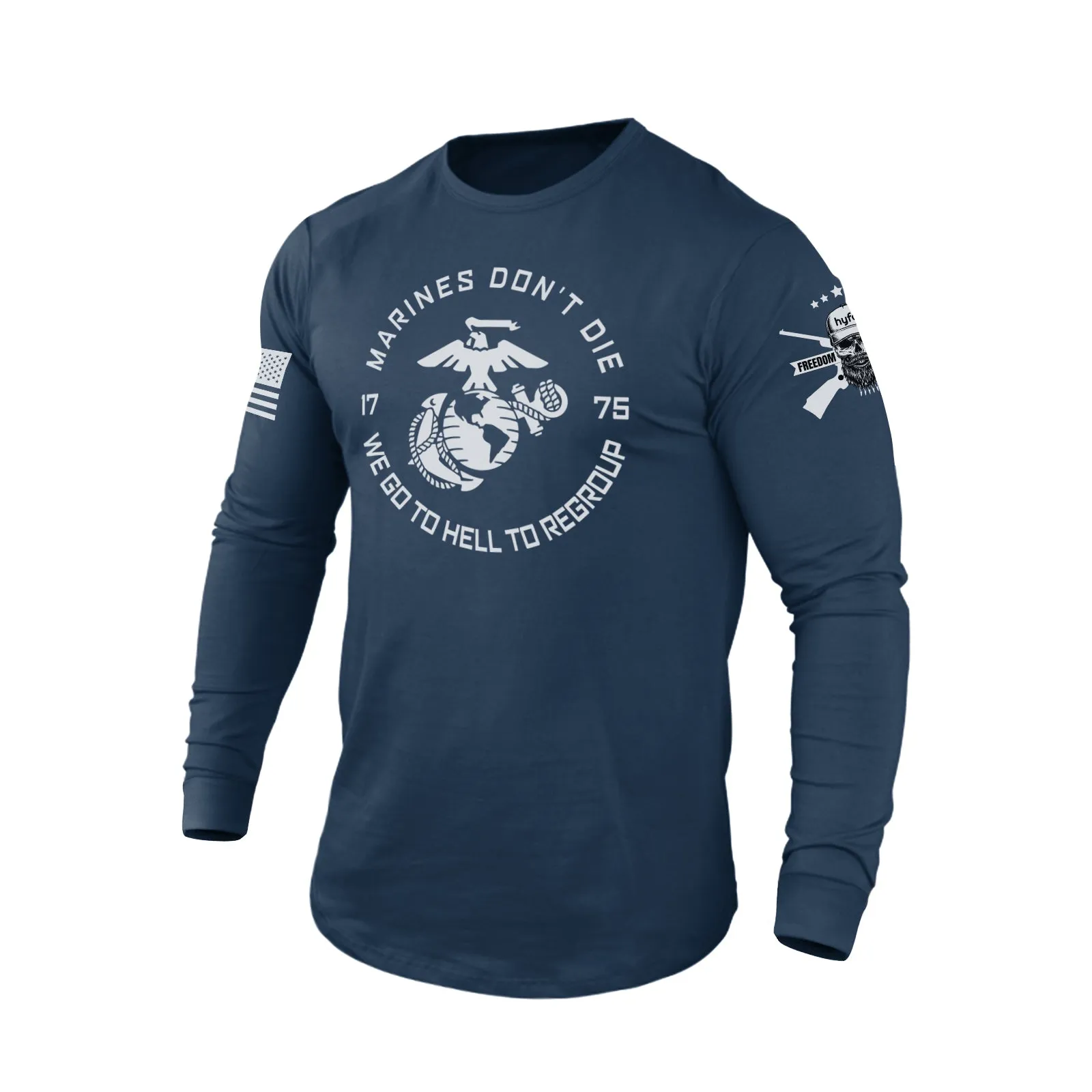 MARINES DON'T DIE 100% COTTON GRAPHIC LONG SLEEVE T-SHIRT
