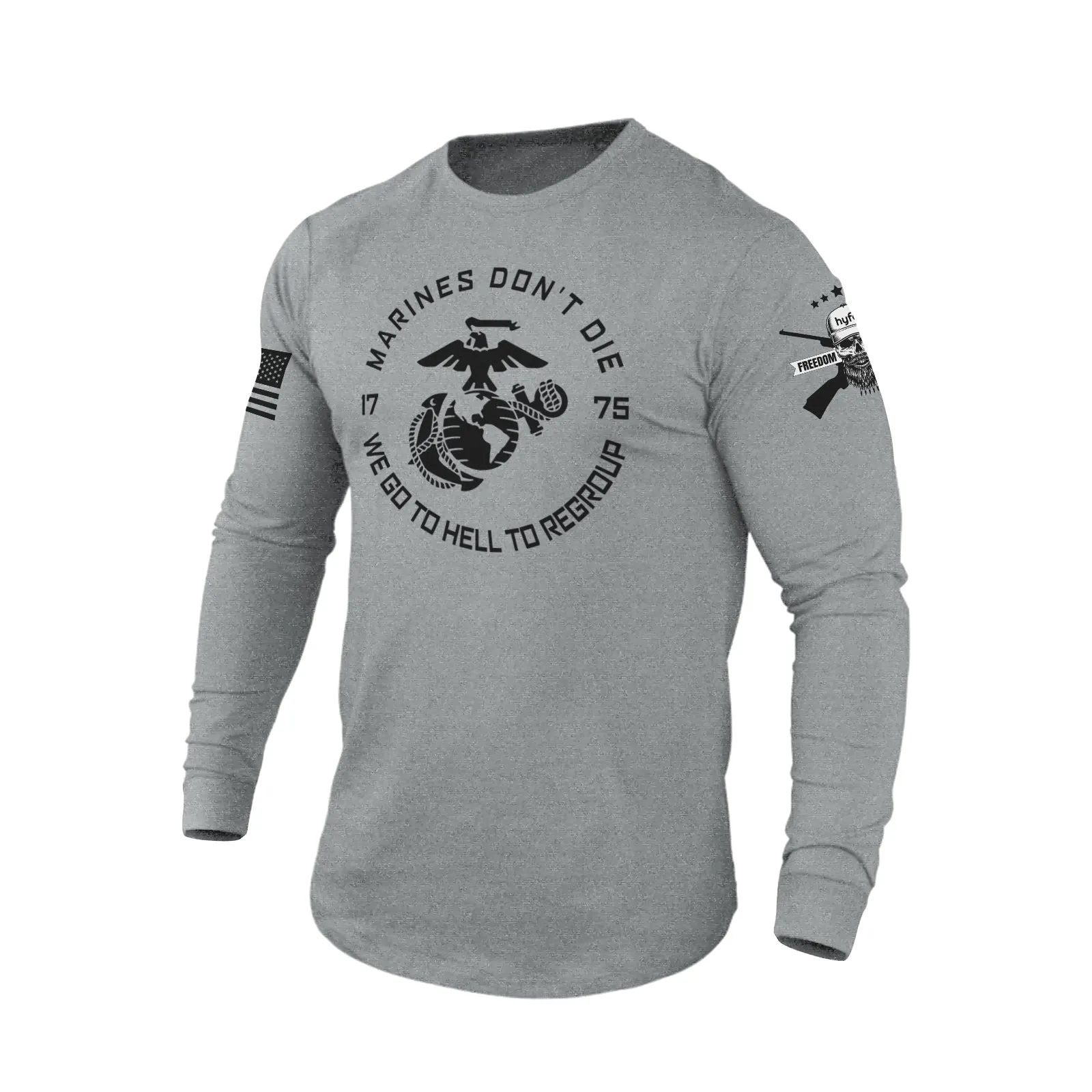MARINES DON'T DIE 100% COTTON GRAPHIC LONG SLEEVE T-SHIRT