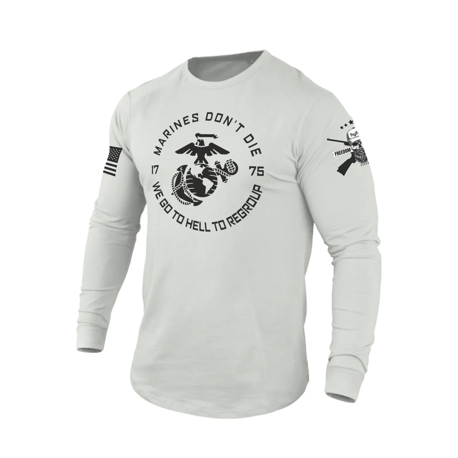 MARINES DON'T DIE 100% COTTON GRAPHIC LONG SLEEVE T-SHIRT