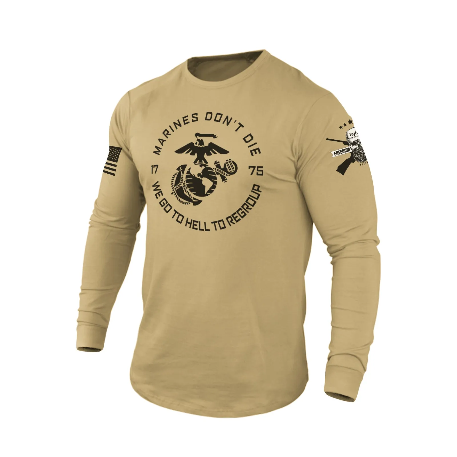 MARINES DON'T DIE 100% COTTON GRAPHIC LONG SLEEVE T-SHIRT