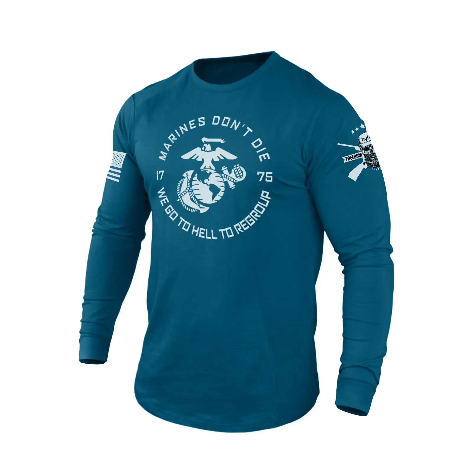 MARINES DON'T DIE 100% COTTON GRAPHIC LONG SLEEVE T-SHIRT