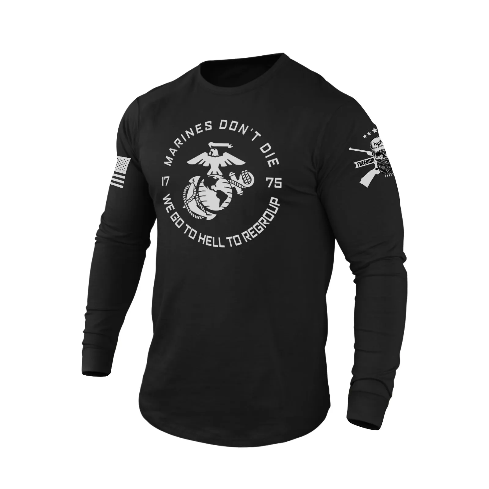 MARINES DON'T DIE 100% COTTON GRAPHIC LONG SLEEVE T-SHIRT
