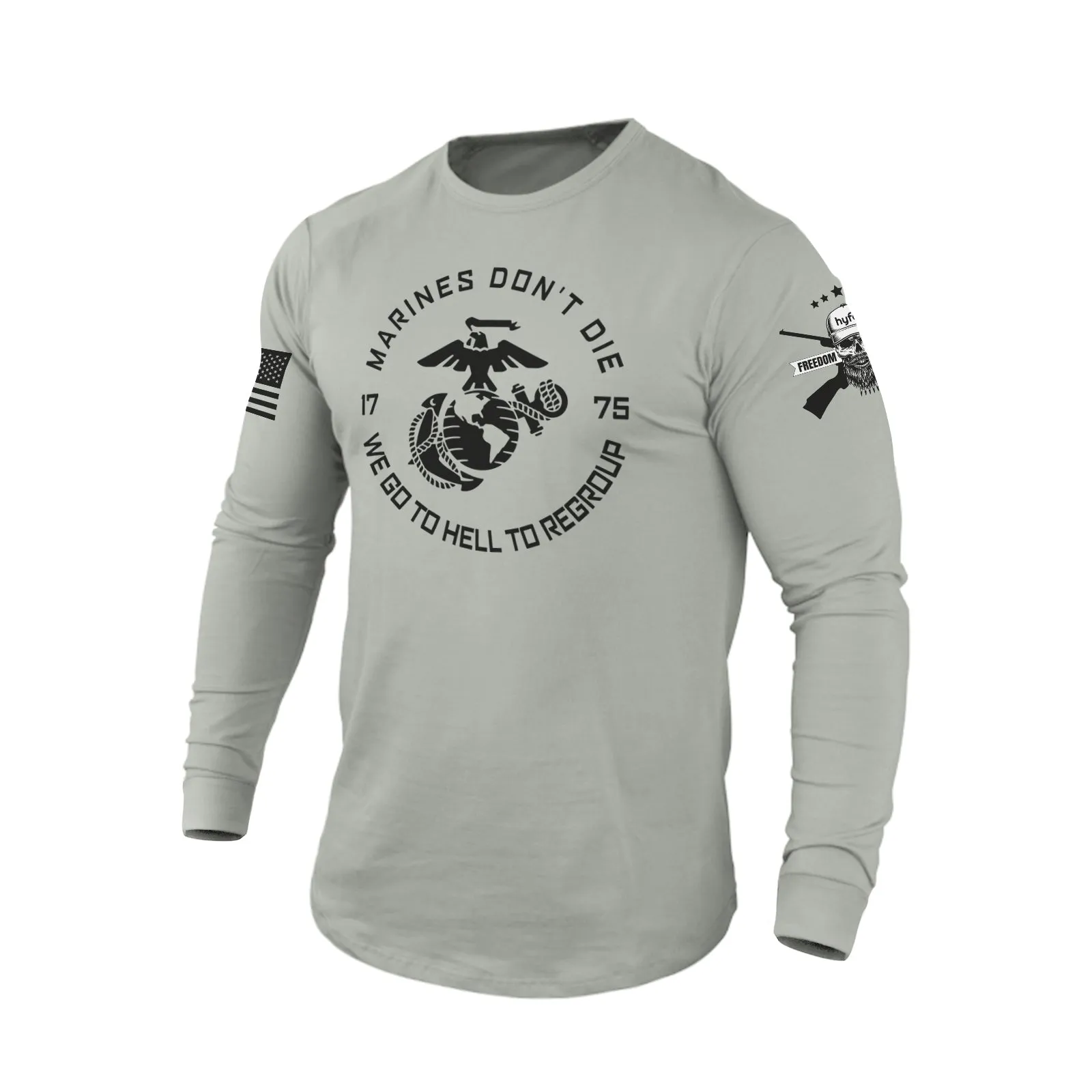 MARINES DON'T DIE 100% COTTON GRAPHIC LONG SLEEVE T-SHIRT