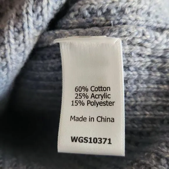 Market &amp; Spruce Women's XL Blue Cowl Neck Waffle Stitch Ribbed Cuff Knit Sweater