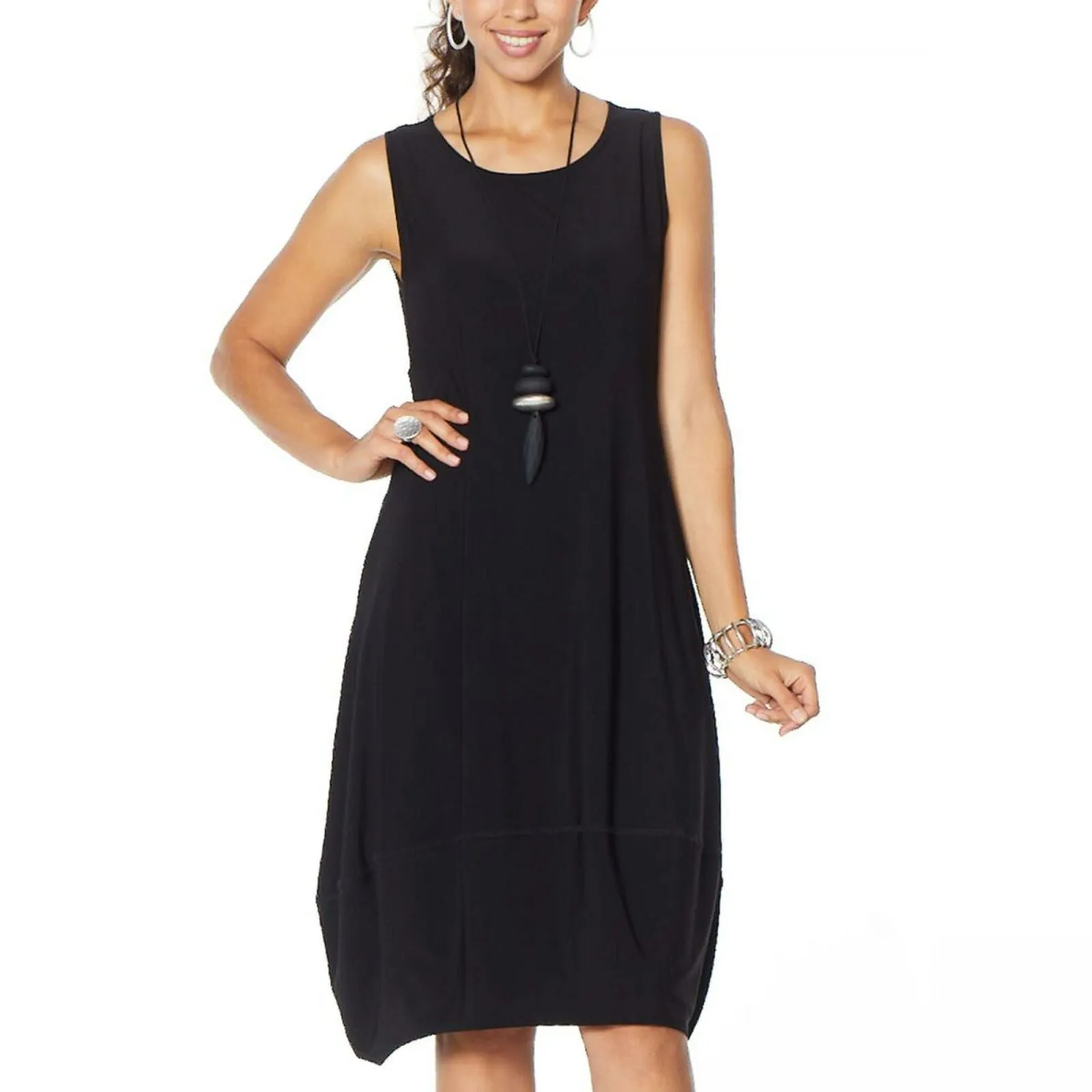 MarlaWynne Women's Matte Jersey Sleeveless Dress With Pockets