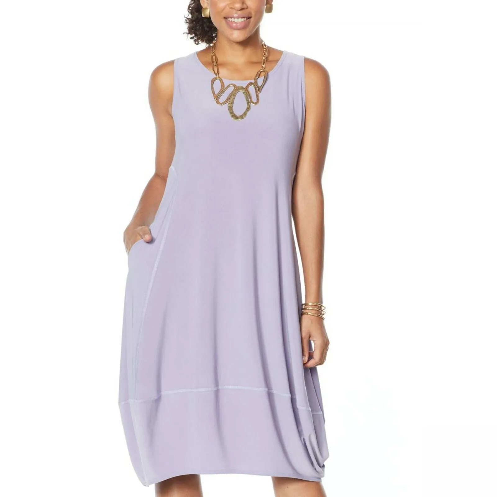 MarlaWynne Women's Matte Jersey Sleeveless Dress With Pockets