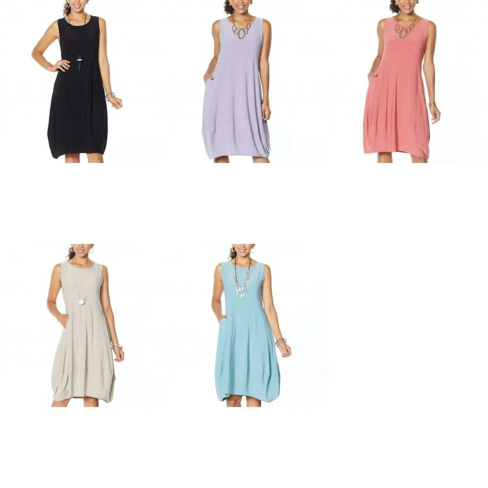 MarlaWynne Women's Matte Jersey Sleeveless Dress With Pockets