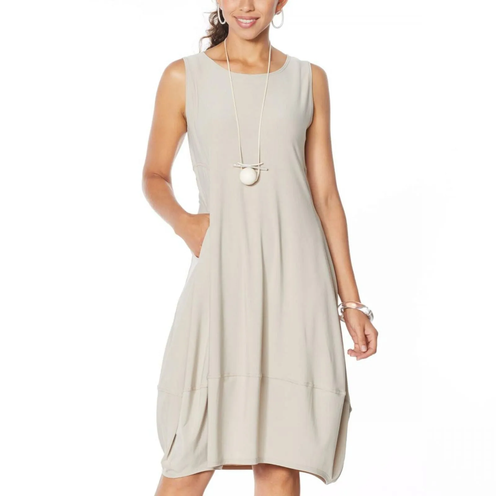 MarlaWynne Women's Matte Jersey Sleeveless Dress With Pockets