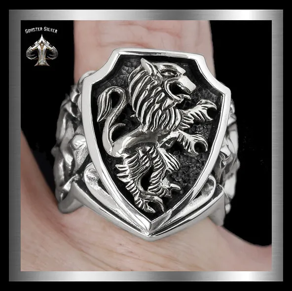 Mens Biker Ring Rampant Lion Sterling Silver Lion Of Judah