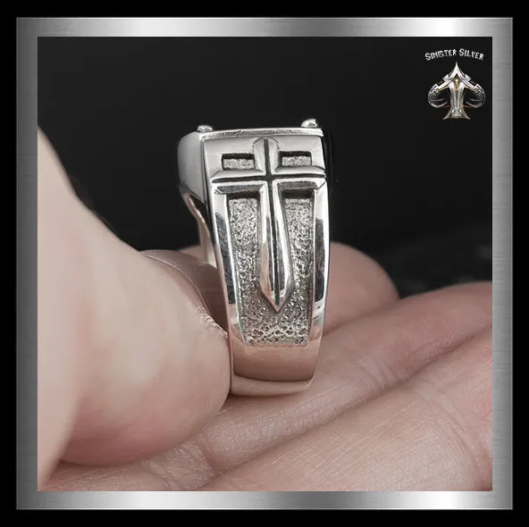 Mens Biker Ring Sterling Silver Medieval Knights Templar Cross
