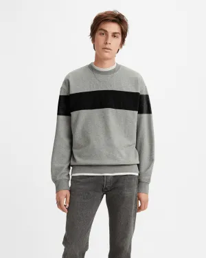 Men's Black Crewneck Sweatshirt with Chest Color Block