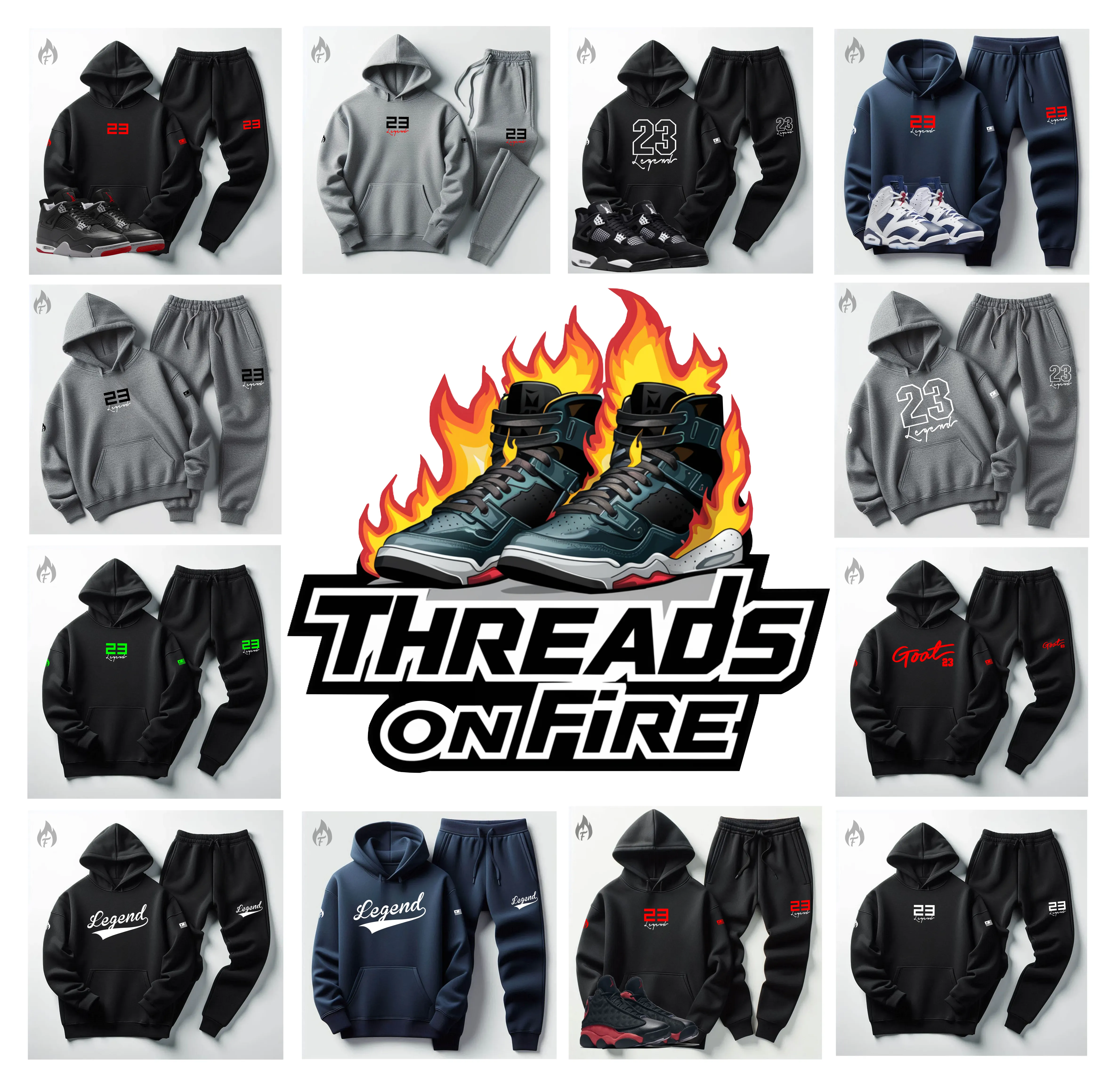 Men's BRED Hoodie and Joggers Black Sweatsuit To Match Air Jordan Retro 13 Bred
