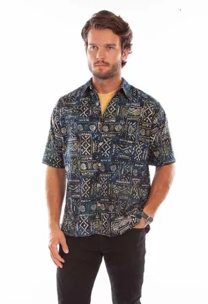 Men's Farthest Point Collection Shirt: Short Sleeve Batik Tribal