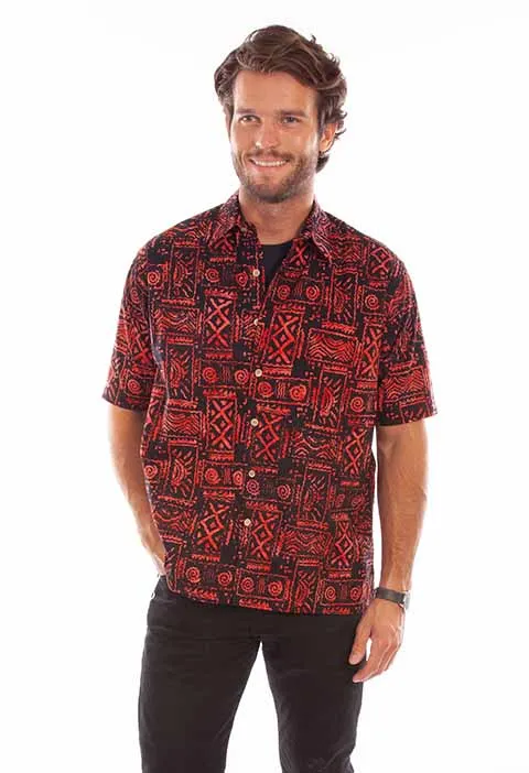 Men's Farthest Point Collection Shirt: Short Sleeve Batik Tribal