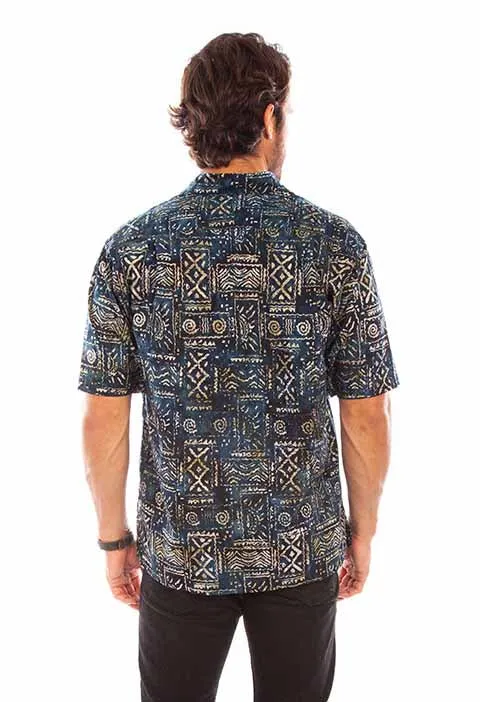 Men's Farthest Point Collection Shirt: Short Sleeve Batik Tribal