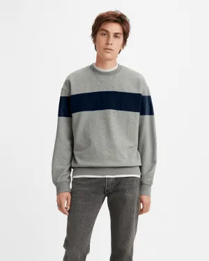 Men's Navy Crewneck Sweatshirt with Chest Color Block
