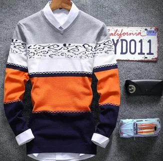 Men's V-Neck Fashion Print Sweater