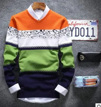 Men's V-Neck Fashion Print Sweater