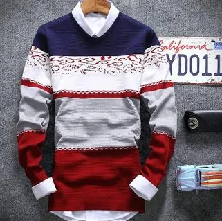 Men's V-Neck Fashion Print Sweater