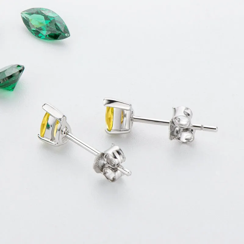Mini 3x5mm Yellow Pear Cut Citrine Stud Earrings
