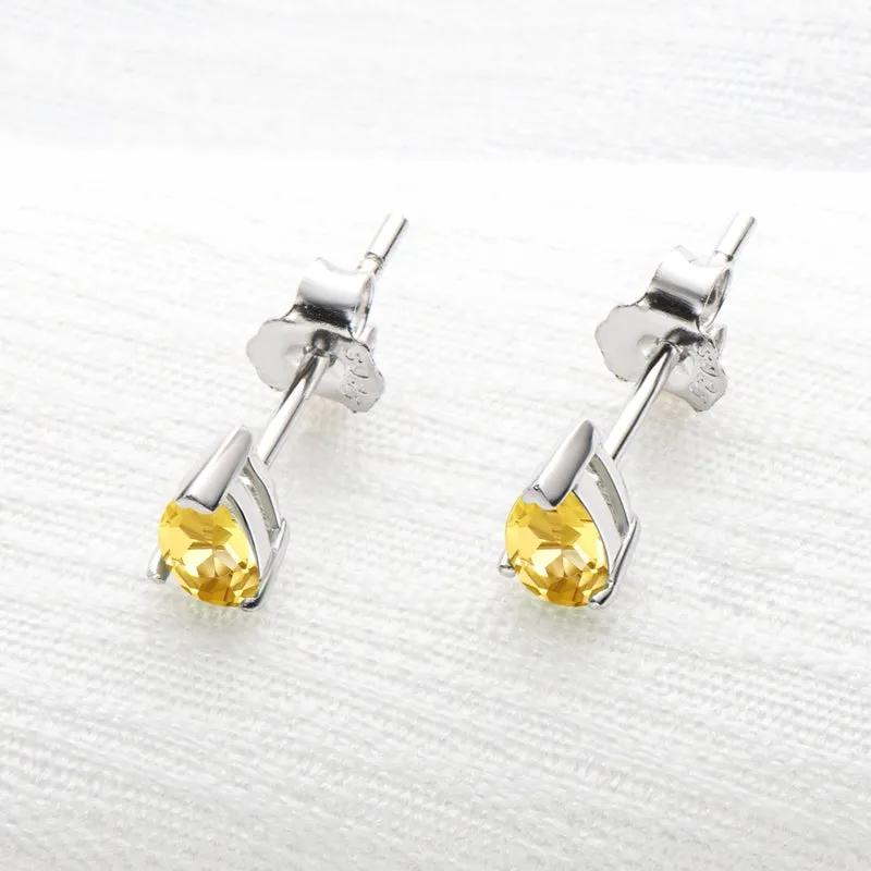 Mini 3x5mm Yellow Pear Cut Citrine Stud Earrings