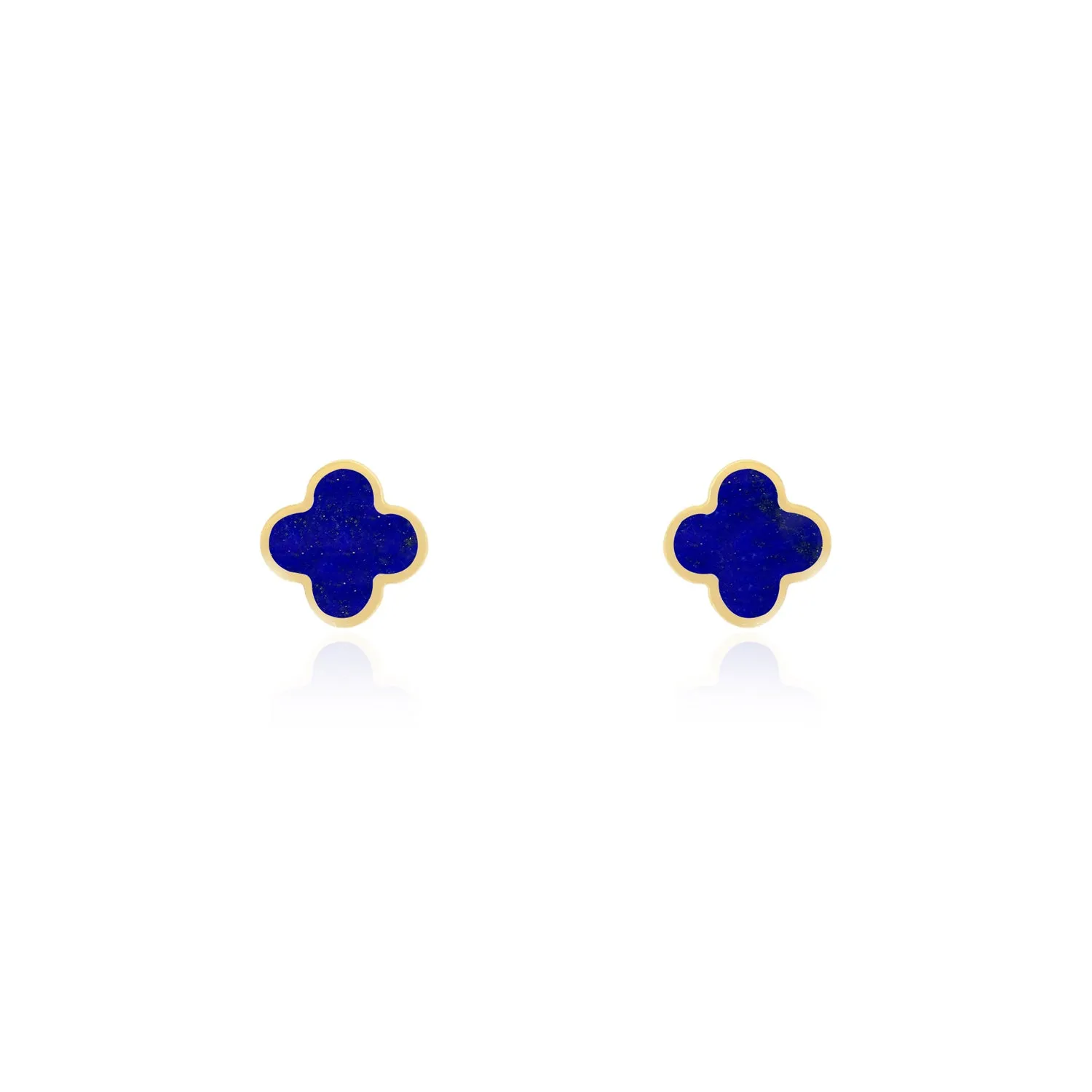 Mini Lapis Clover Stud Earrings
