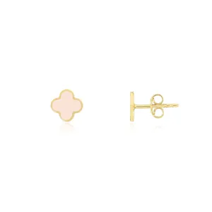 Mini Pink Pearl Clover Stud Earrings