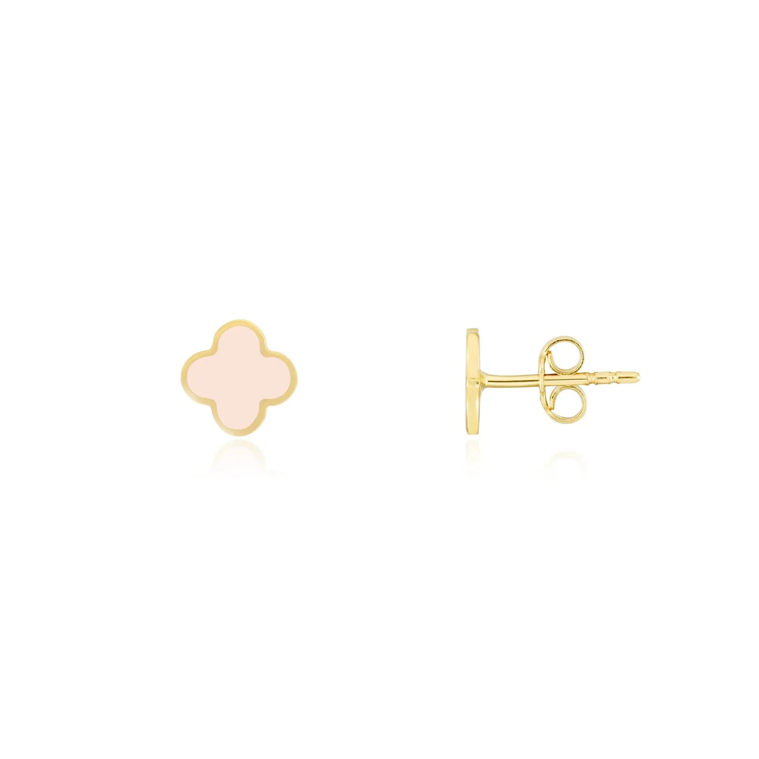 Mini Pink Pearl Clover Stud Earrings