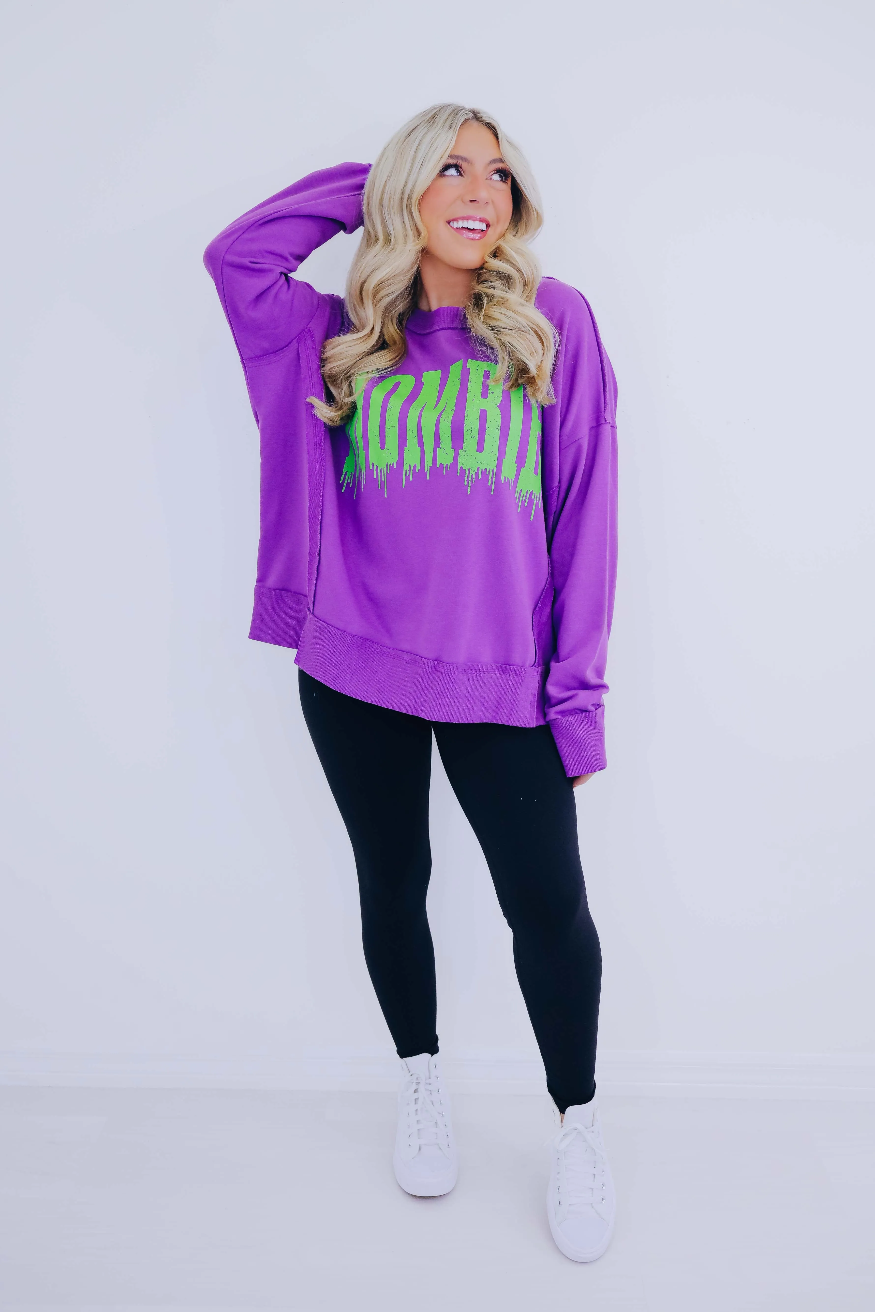 Mombie Graphic Split Hem Top