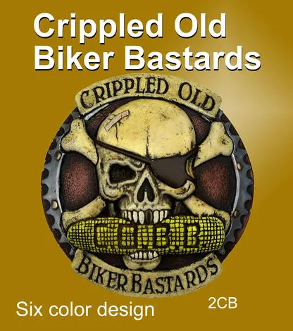 Motorcycle Accessories - Crippled Old Biker Bastards Motorcycle Gas Tank Emblems (Skull)