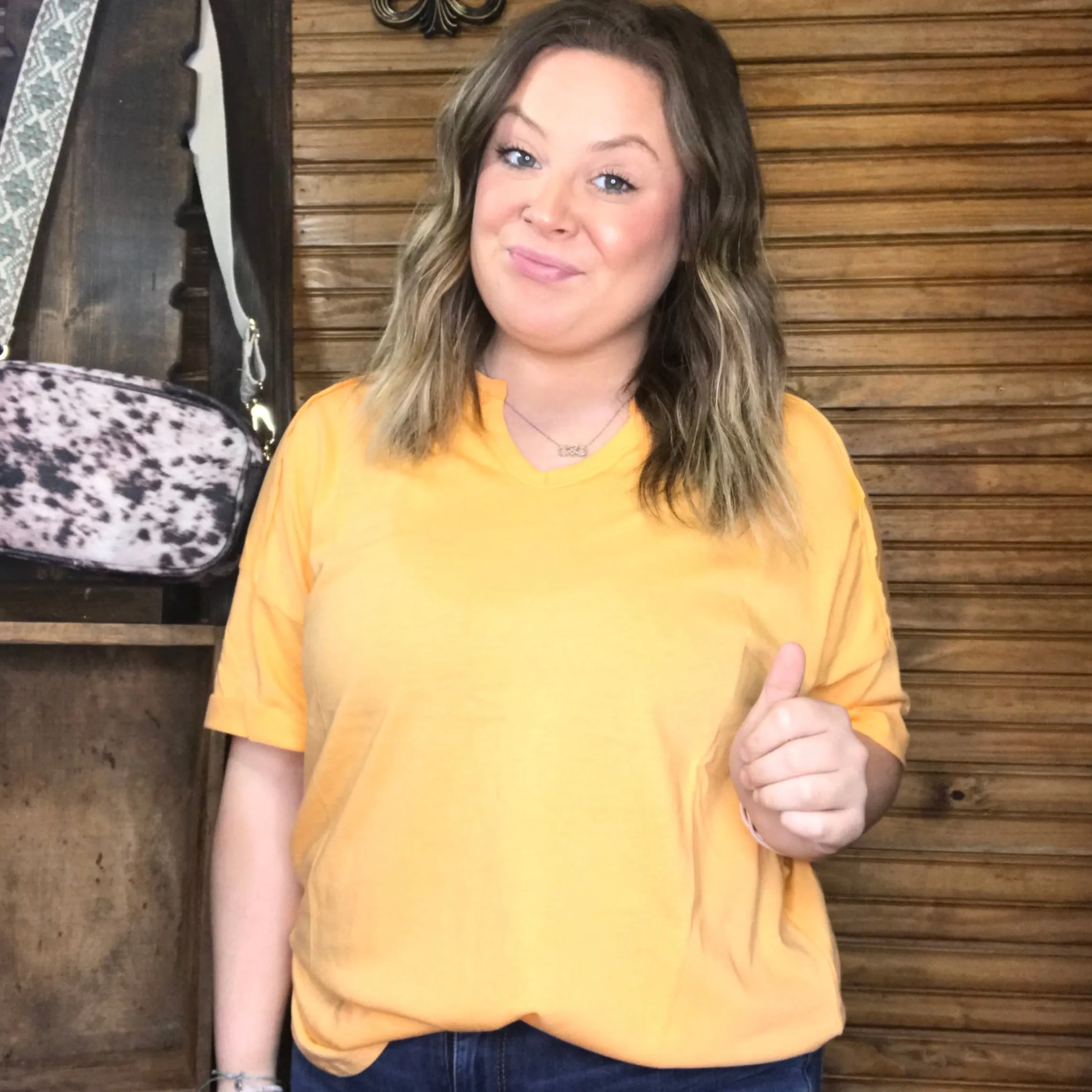 Notched Neck rolled Up Sleeve Top