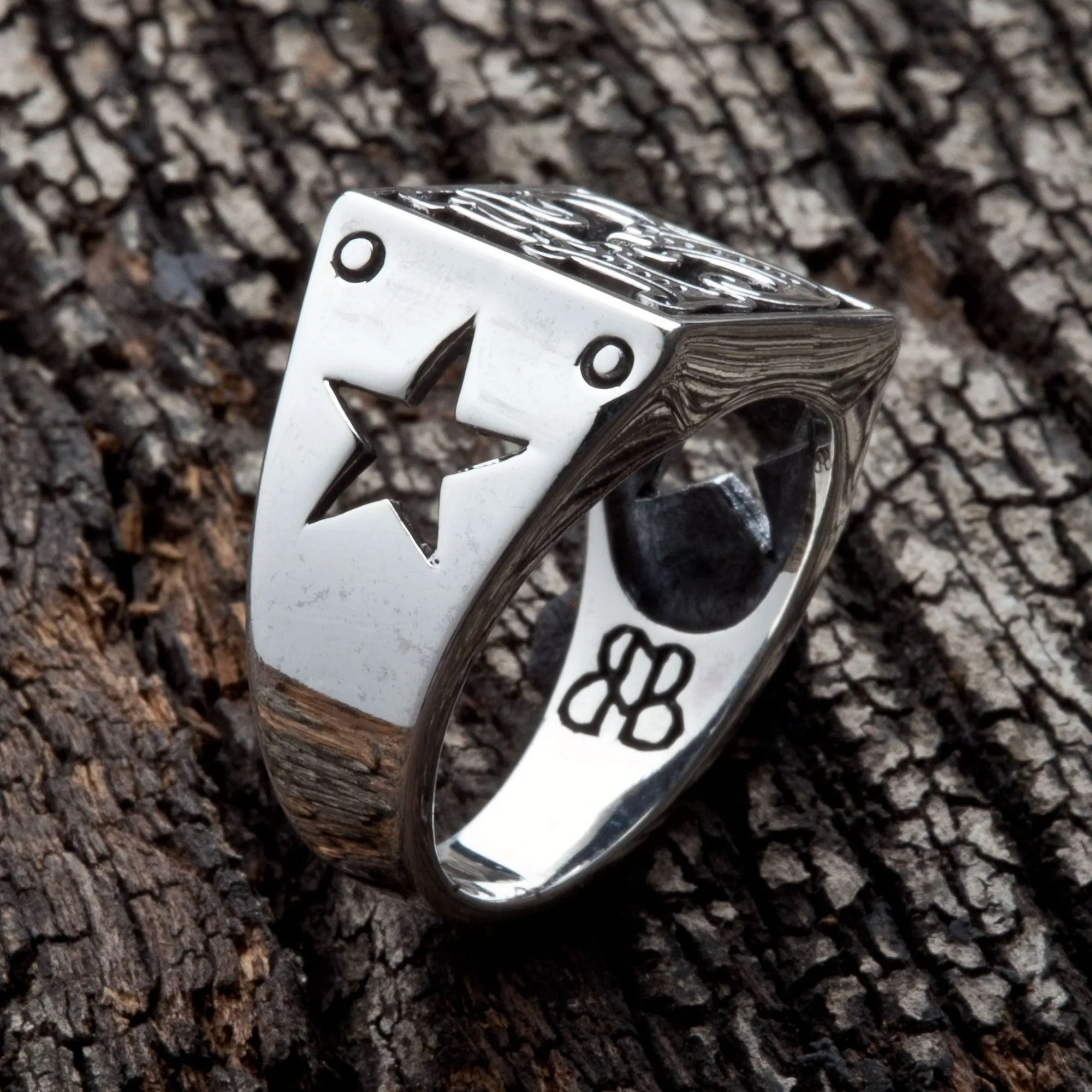 Number 13 Sterling Silver Biker Ring