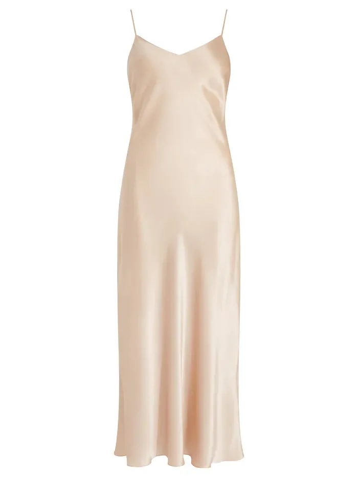 Parasol Rose Maria Midi Silk Dress