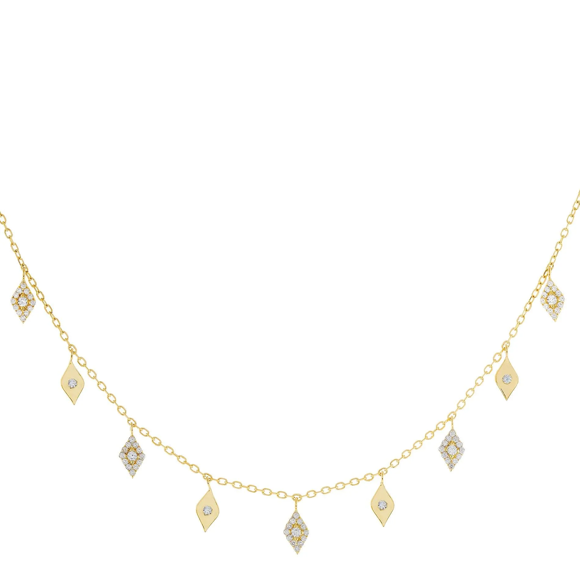 Pavé Dangling Diamond Charms Necklace