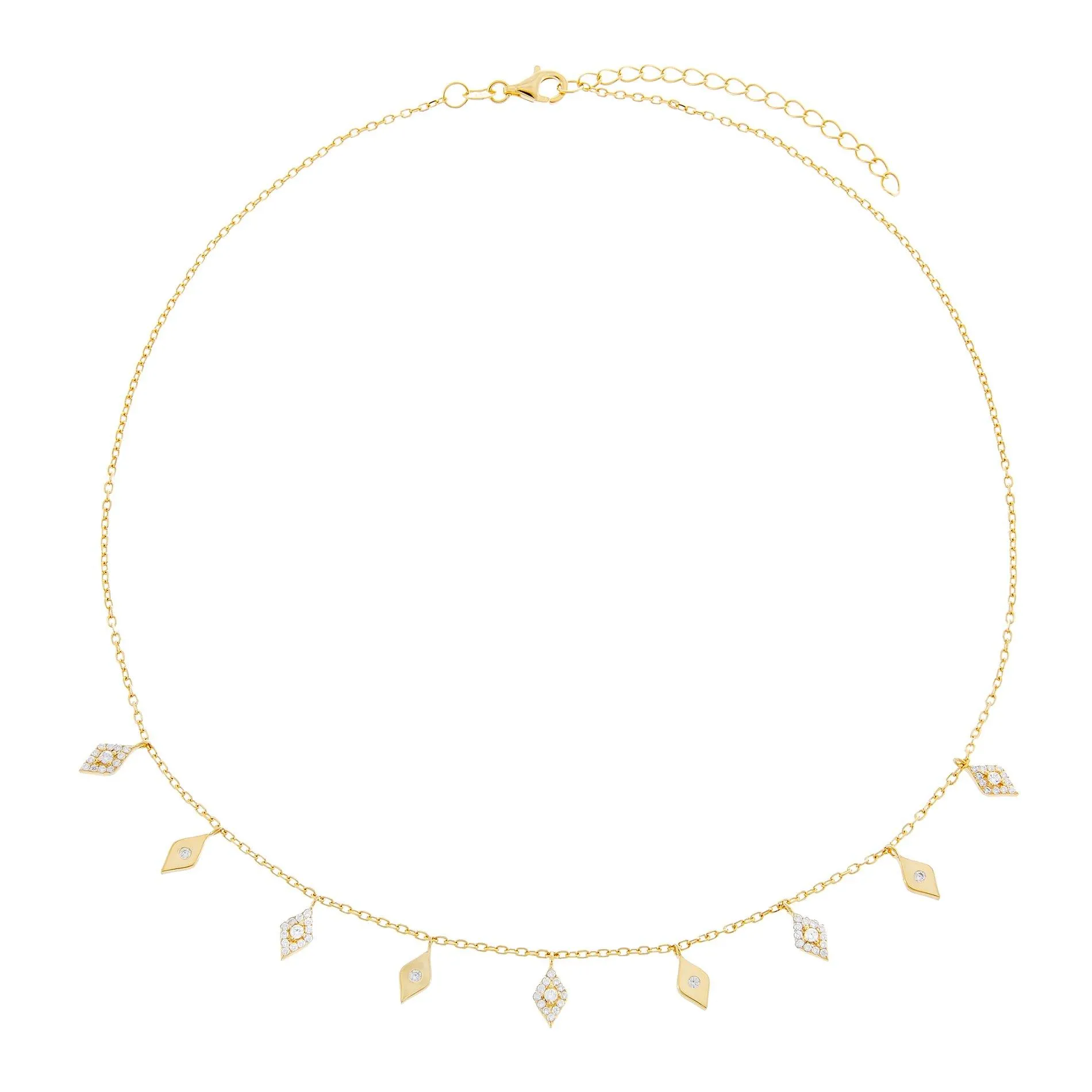 Pavé Dangling Diamond Charms Necklace
