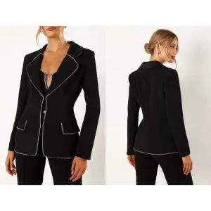 Petal &amp; Pup Shiloh Crystal Embellished Blazer in Black Size L (NWT)