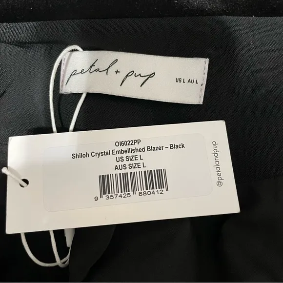 Petal &amp; Pup Shiloh Crystal Embellished Blazer in Black Size L (NWT)