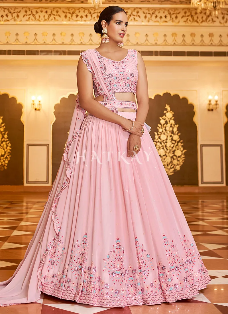 Pink Sequence Embroidered Traditional Lehenga Choli
