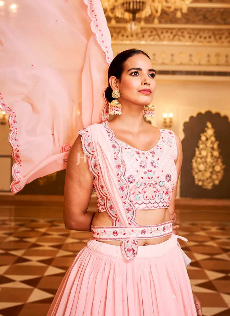 Pink Sequence Embroidered Traditional Lehenga Choli