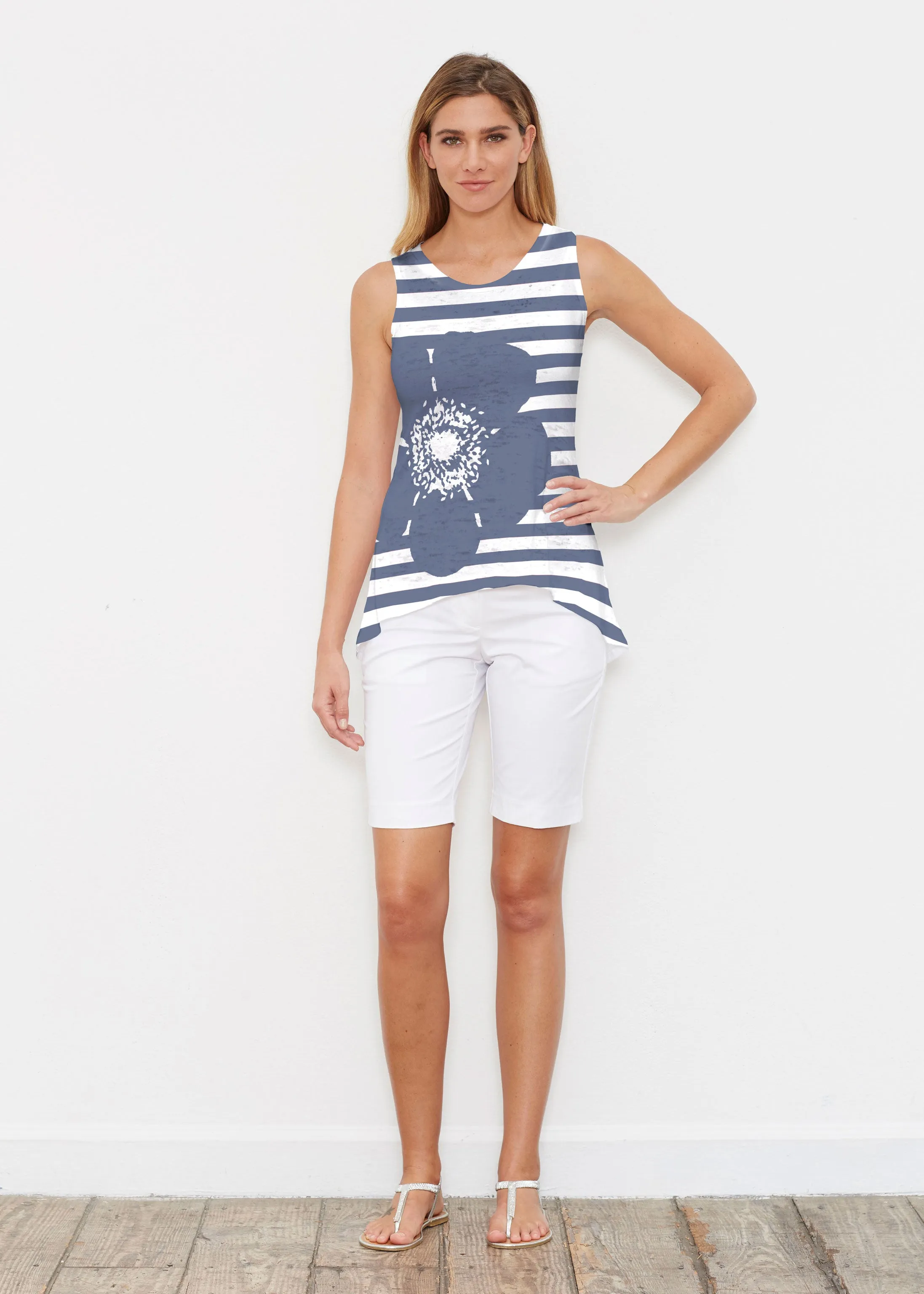 Poppy Navy Stripes-Dots (7028) ~ Signature High-low Tank